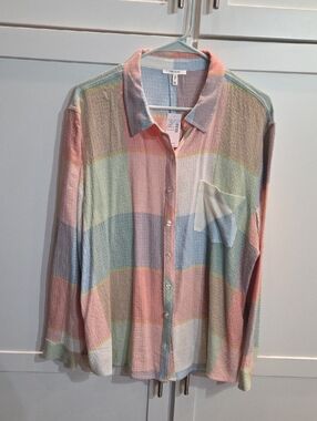 Maurices Pastel Striped Button-Up - Pink, Blue, Yellow